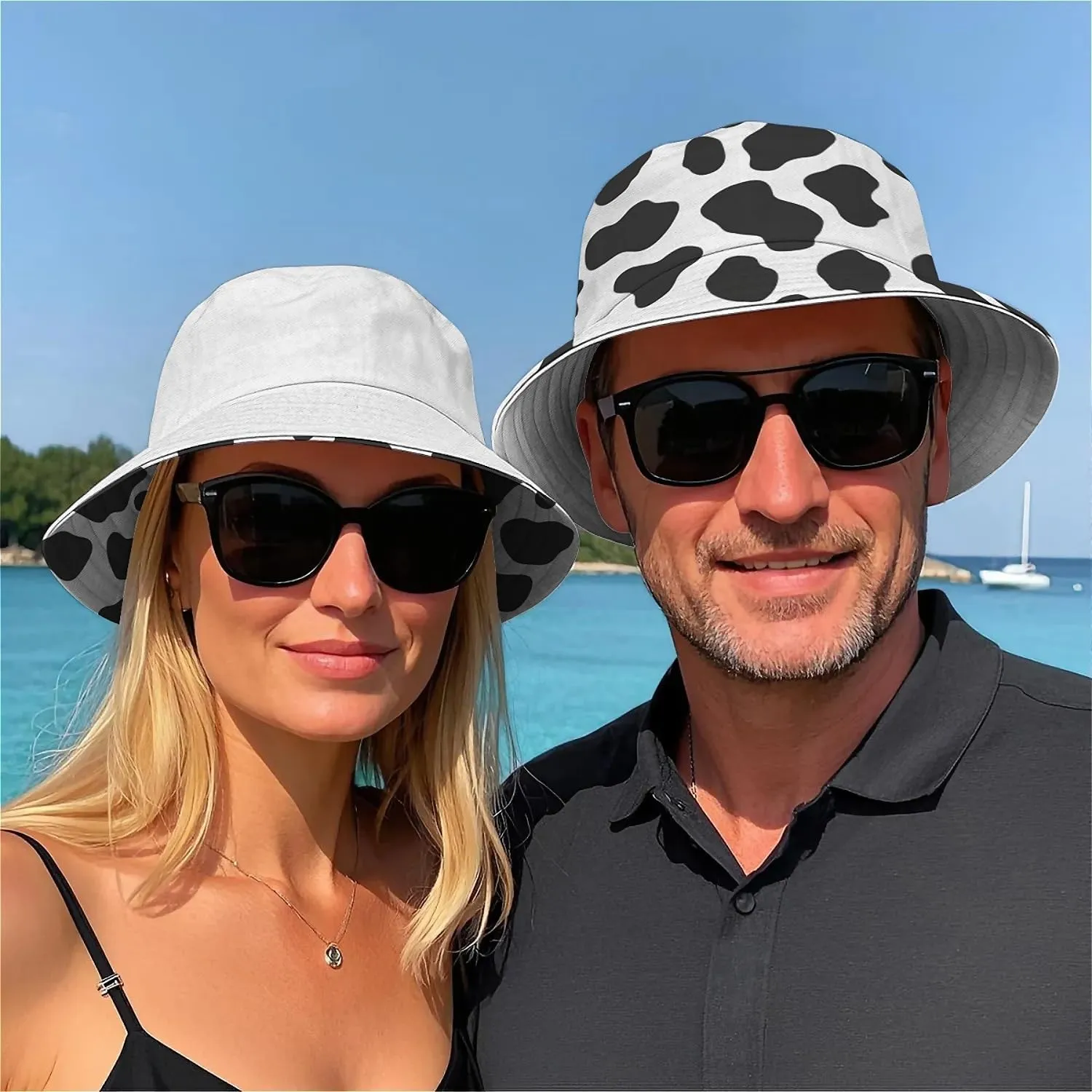 Unisex Print Double Side Wear Summer Reversible Sun Fishing Bucket Hat for Men Women Teens,Tropic Vibes