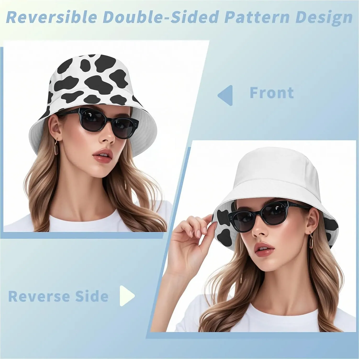 Unisex Print Double Side Wear Summer Reversible Sun Fishing Bucket Hat for Men Women Teens,Tropic Vibes