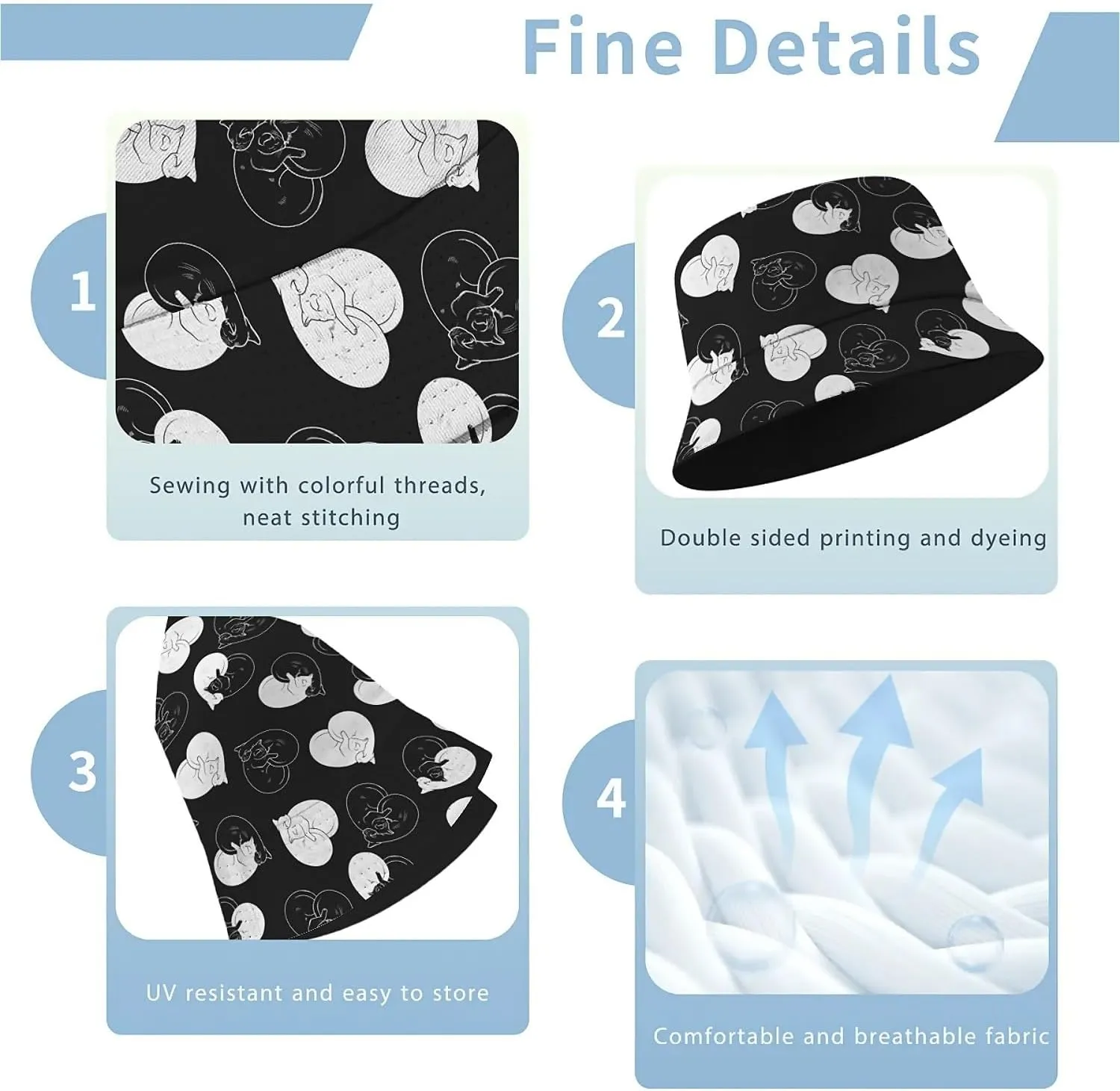 Unisex Print Double Side Wear Summer Reversible Sun Fishing Bucket Hat for Men Women Teens,Tropic Vibes