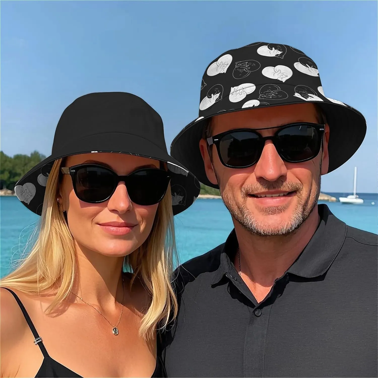 Unisex Print Double Side Wear Summer Reversible Sun Fishing Bucket Hat for Men Women Teens,Tropic Vibes