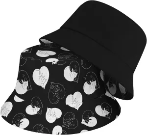 Unisex Print Double Side Wear Summer Reversible Sun Fishing Bucket Hat for Men Women Teens,Tropic Vibes