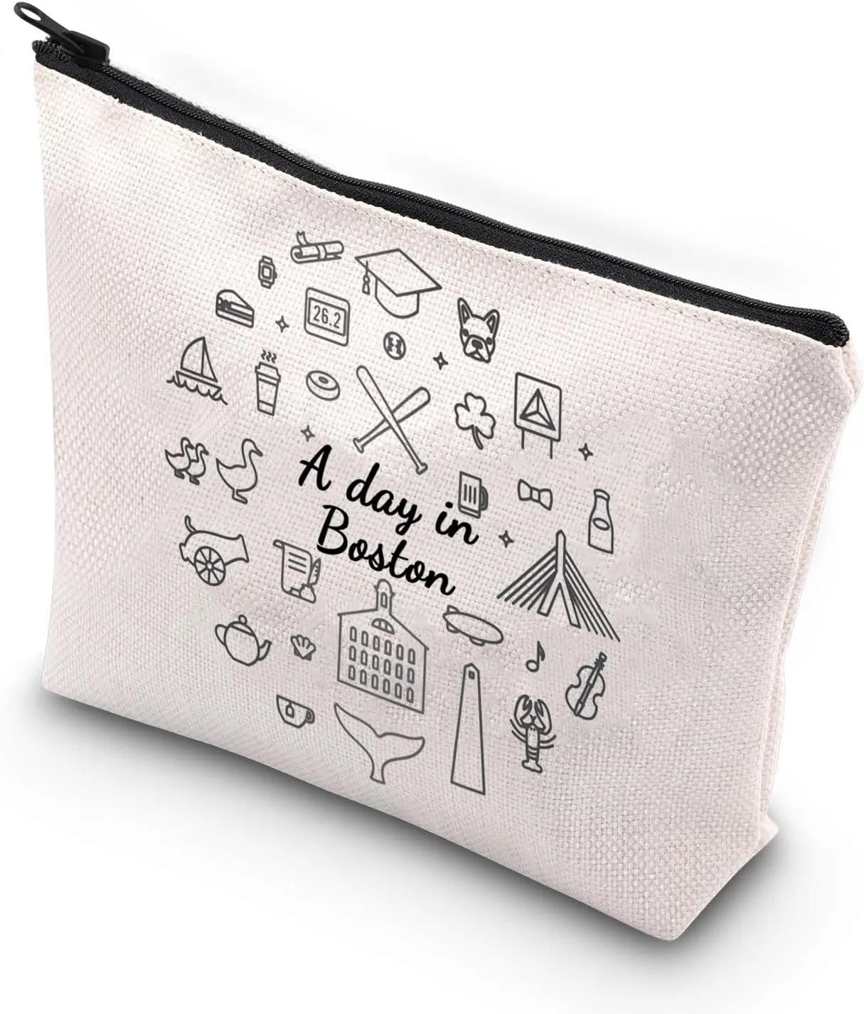 VAMSII Boston City Travel Gift A Day in Boston Travel Souvenir Zipper Bag Bachelorette Party Favor Makeup Bag (A Day in Boston)