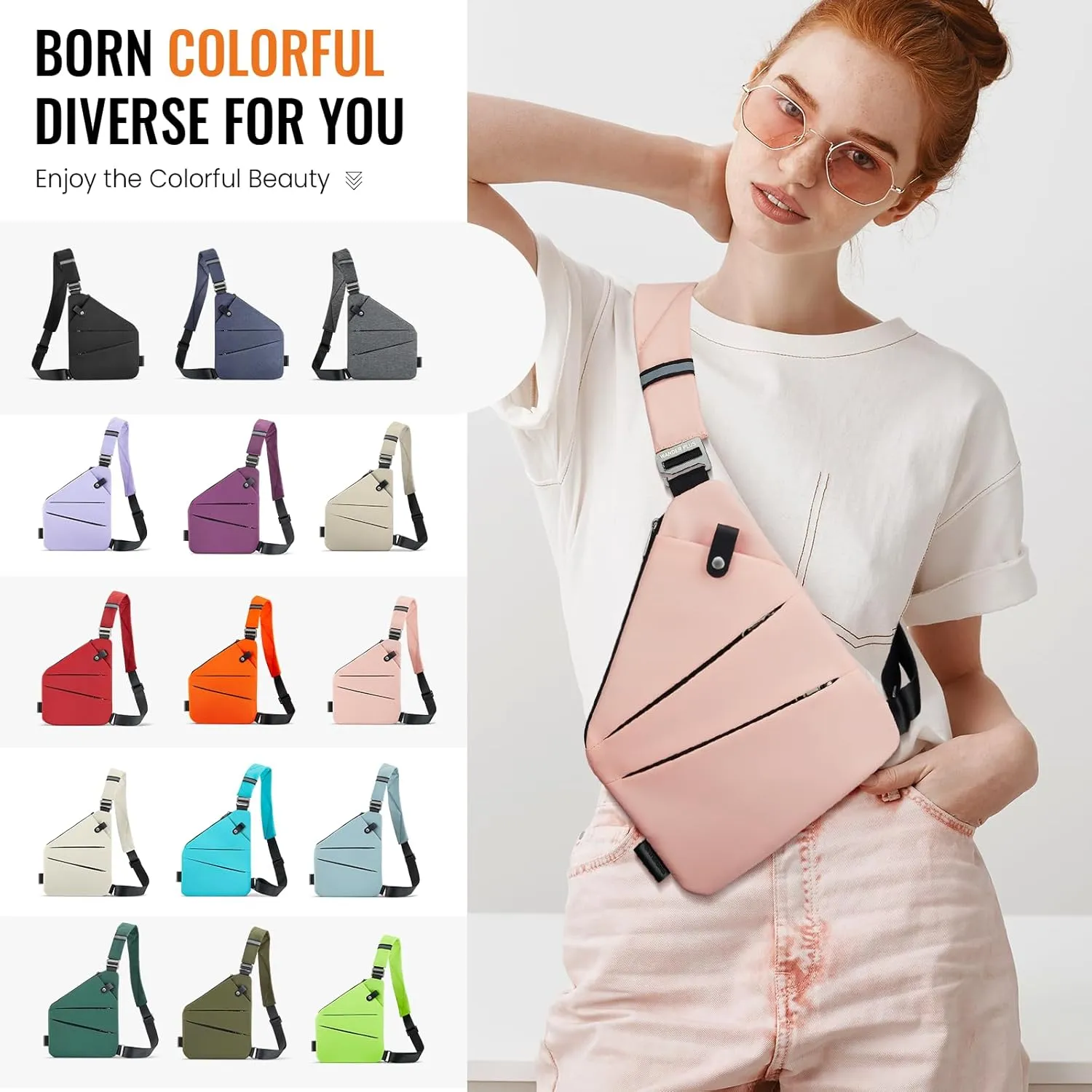 WANDER PLUS Anti Theft Crossbody Travel Bag for Women Men, Multi-Pocket Crossbody Bag, Slim Sling Bag with Adjustable Strap