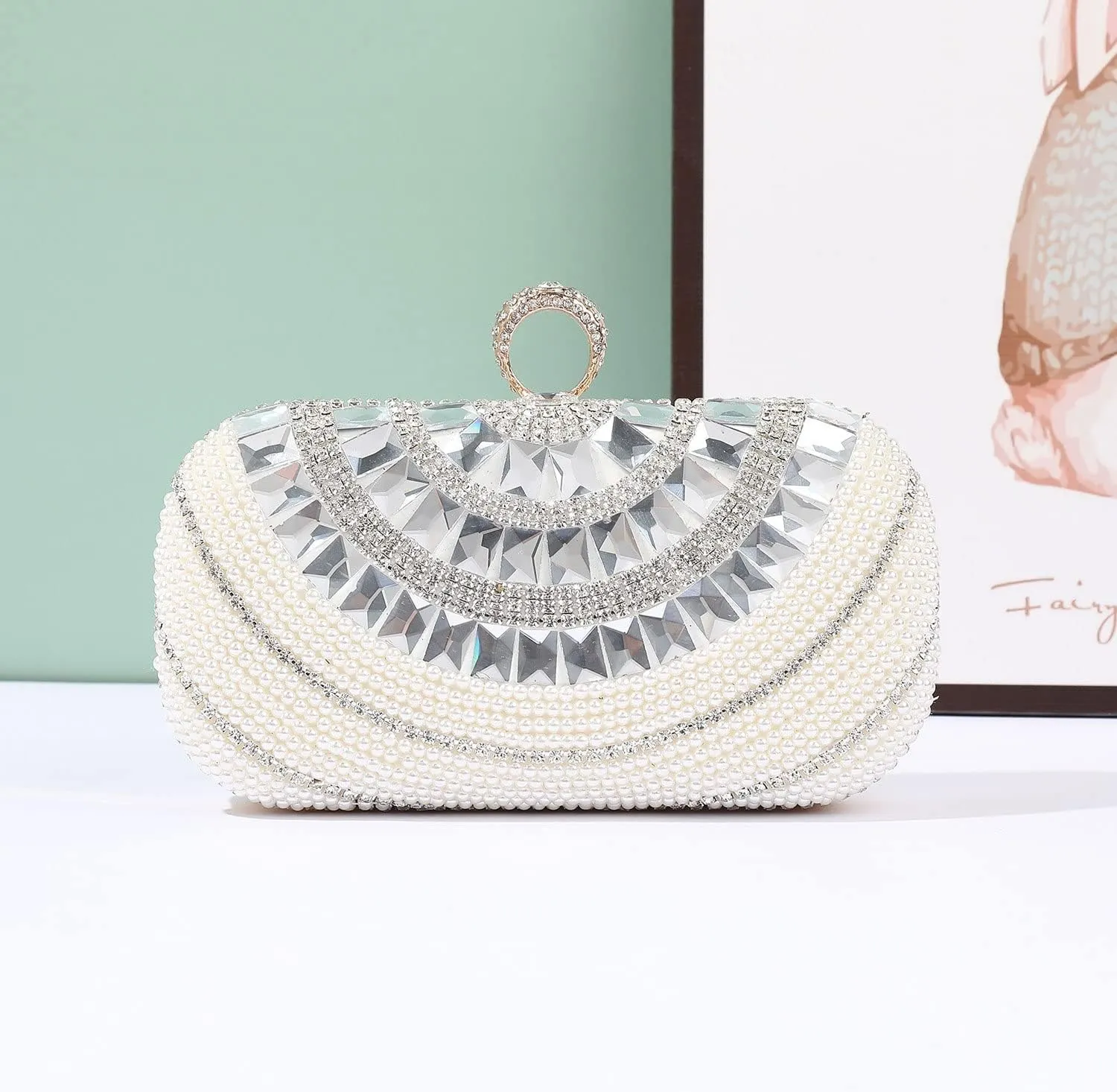 Women's Evening Handbags Pearl Clutch Purse Beaded bag Bridal Clutch wedding Purse
