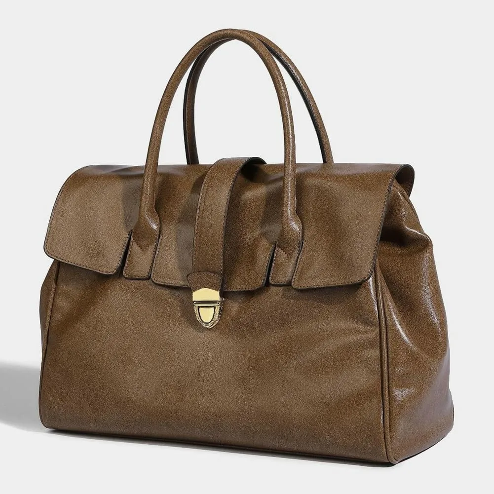 Womens Fashion Tote Bag Large Vegan Leather Handbag Vintage Shoulder Purse Ladies Working Satchels Briefcase