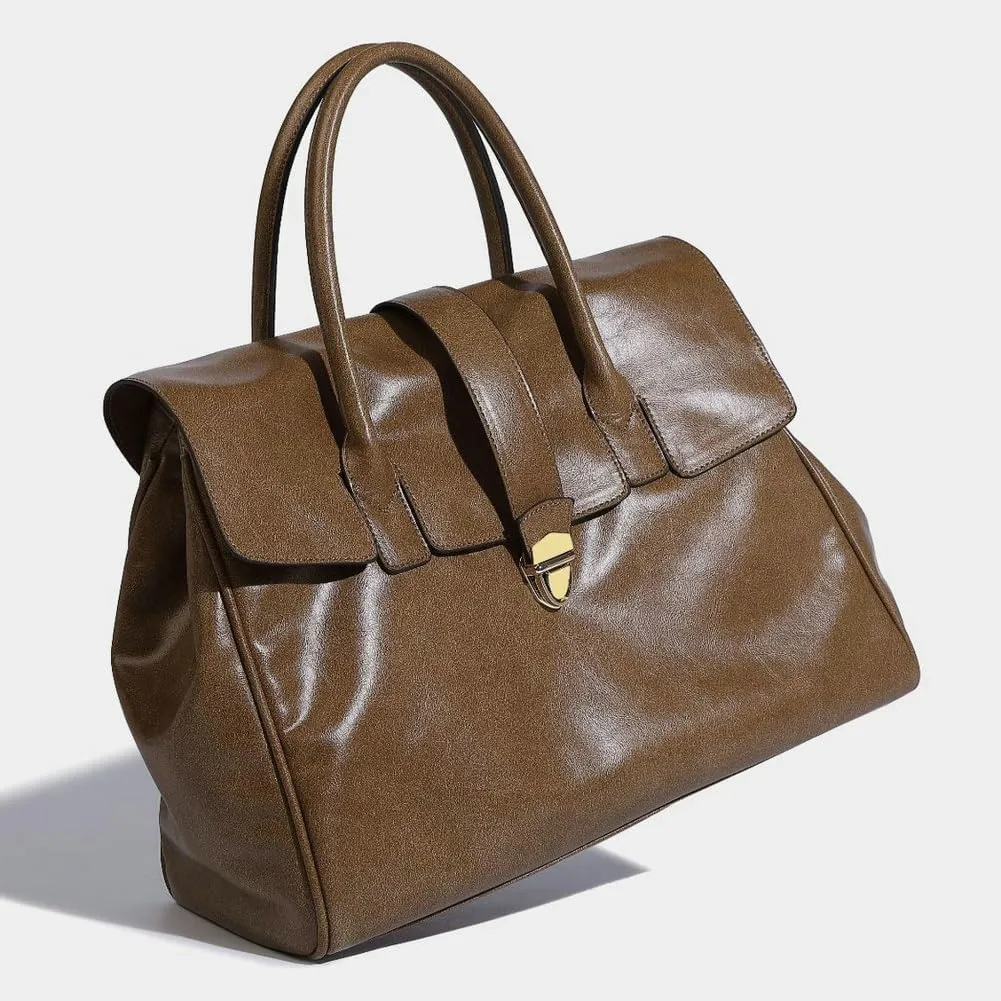 Womens Fashion Tote Bag Large Vegan Leather Handbag Vintage Shoulder Purse Ladies Working Satchels Briefcase