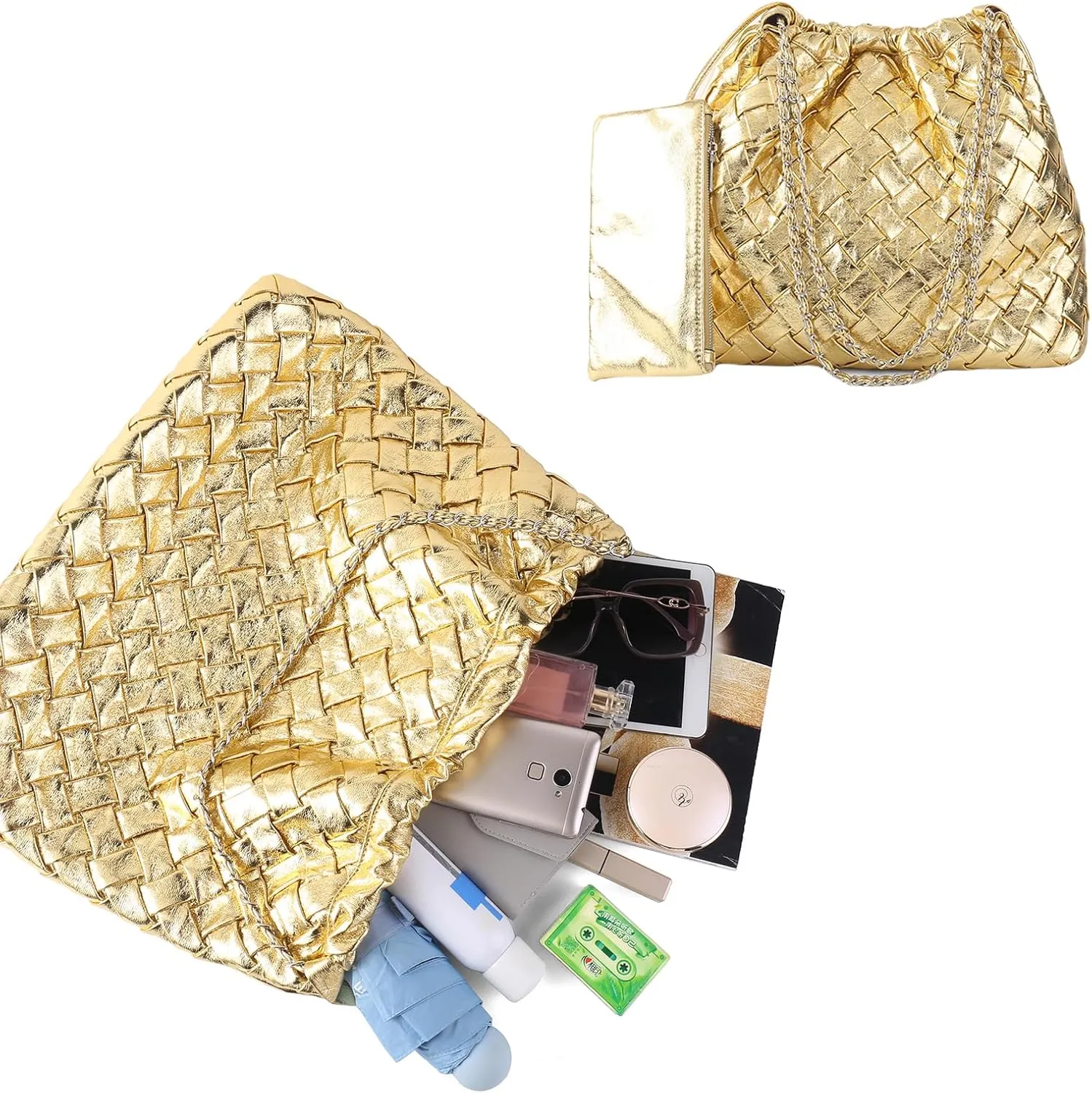 Woven Tote Bag for Women Large Summer Beach Hobo Handbags Handmade Top-handle Shoulder Bag with Purse
