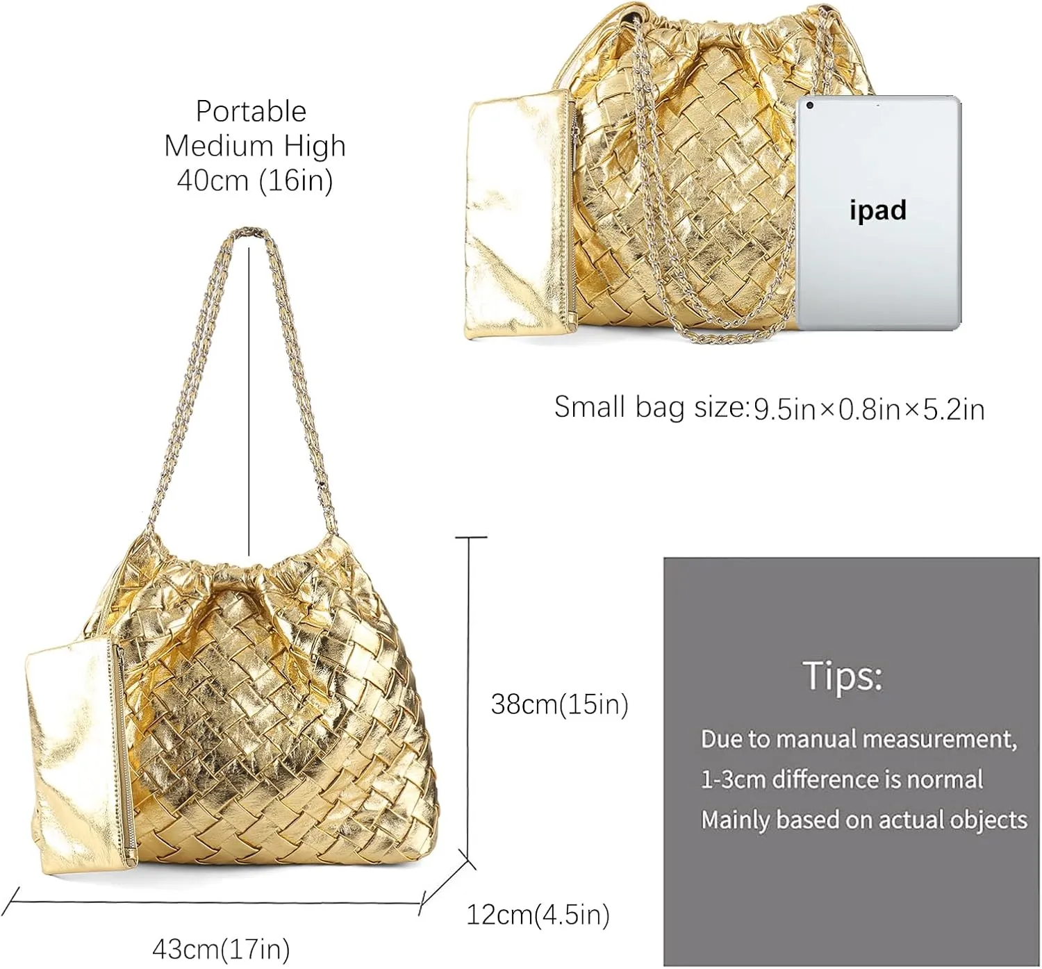 Woven Tote Bag for Women Large Summer Beach Hobo Handbags Handmade Top-handle Shoulder Bag with Purse
