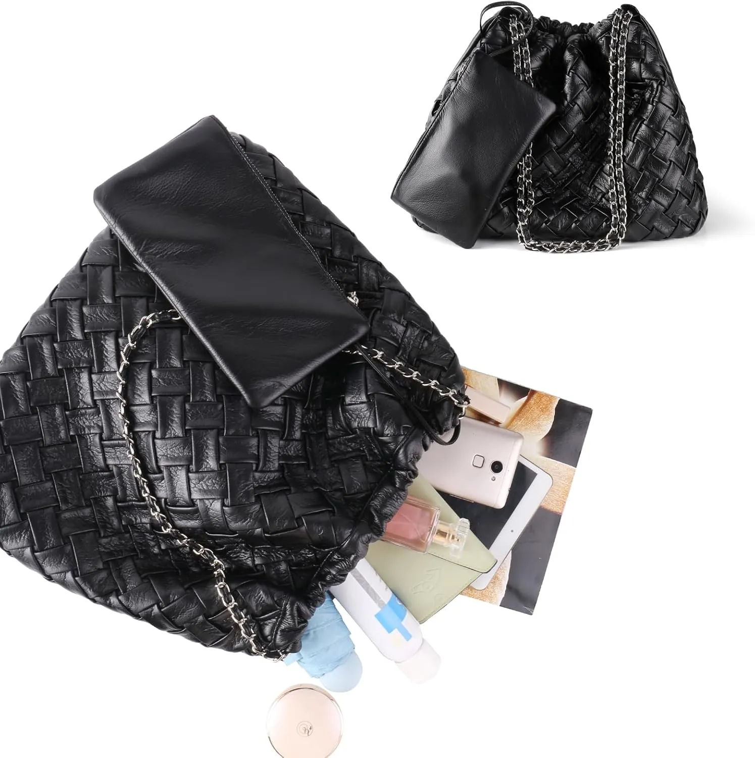 Woven Tote Bag for Women Large Summer Beach Hobo Handbags Handmade Top-handle Shoulder Bag with Purse