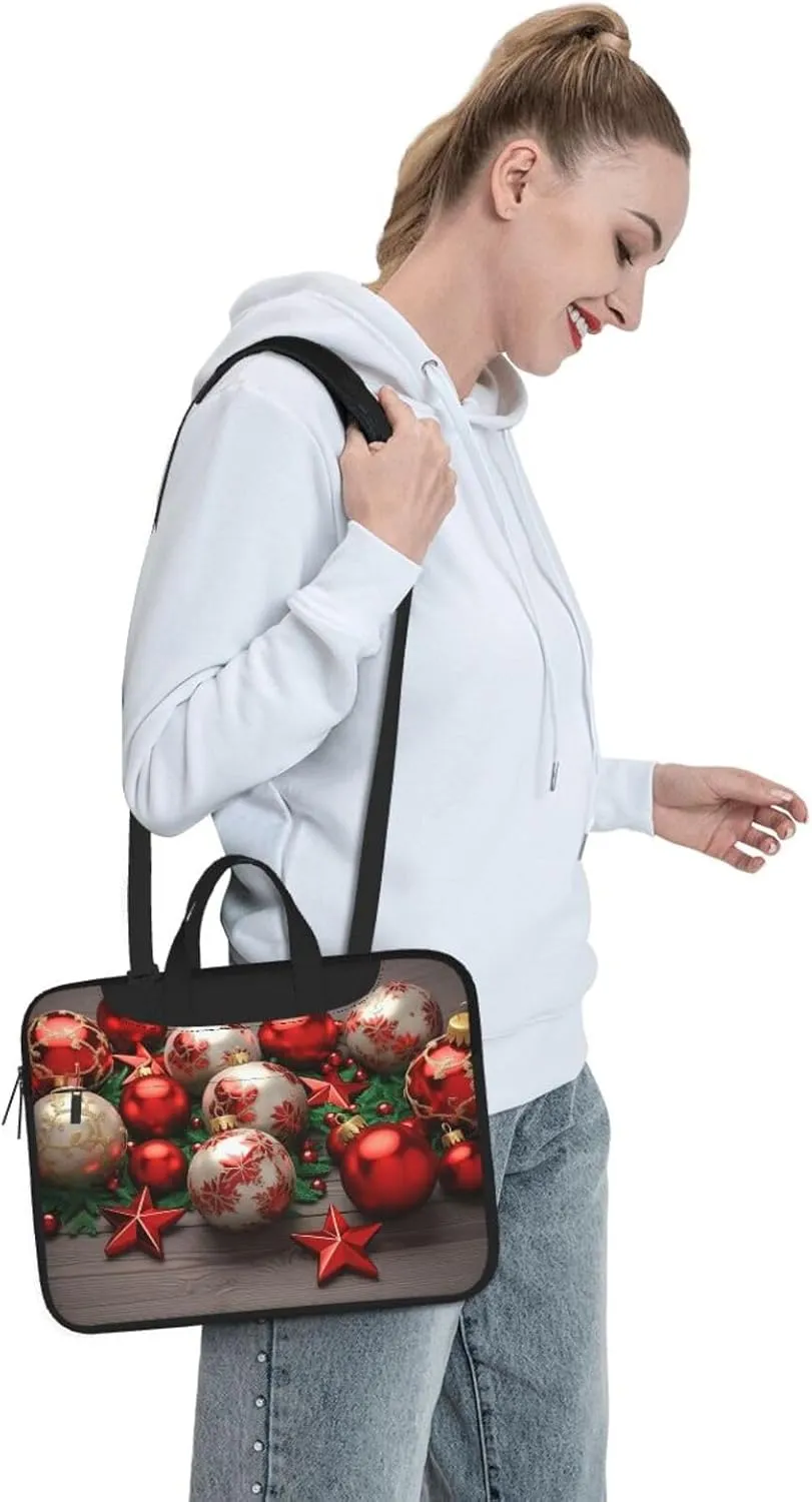 Xmas Balls Print Laptop Shoulder Bag With Shoulder Strap Briefcase Slim Computer Bag For Women Men