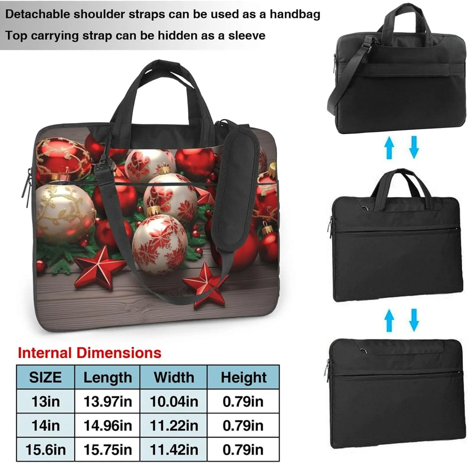 Xmas Balls Print Laptop Shoulder Bag With Shoulder Strap Briefcase Slim Computer Bag For Women Men