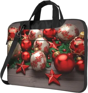 Xmas Balls Print Laptop Shoulder Bag With Shoulder Strap Briefcase Slim Computer Bag For Women Men