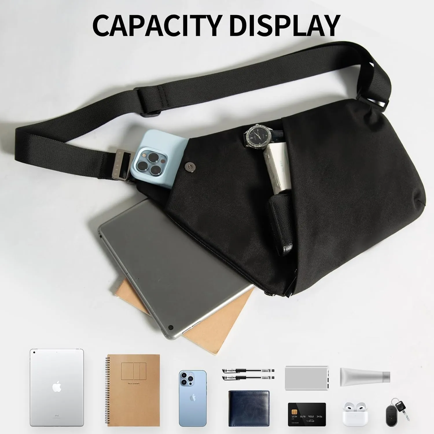 YaKuss Slim Sling Bag, Water Resistant Crossbody Bag Men Anti Theft Crossbody Bags for Women Trendy Shoulder Bag Travel