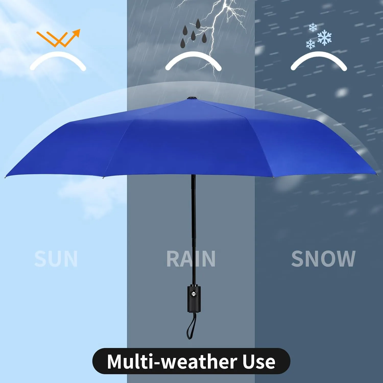 Yoobure Windproof Travel Umbrella, Automatic Umbrellas for Rain - Compact Folding Umbrella with UV Protection, Lightweight Portable Design for Backpack/Walking/Car, Sun & Storm Ready
