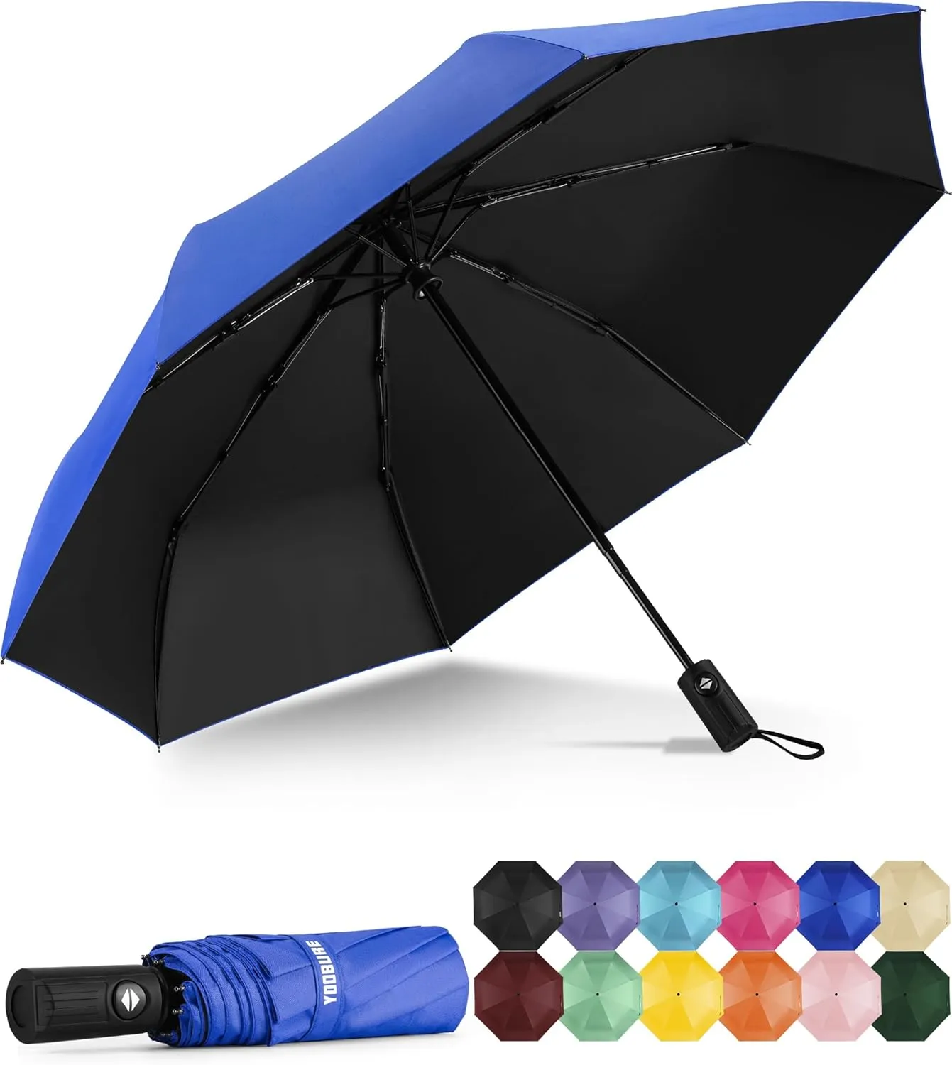 Yoobure Windproof Travel Umbrella, Automatic Umbrellas for Rain - Compact Folding Umbrella with UV Protection, Lightweight Portable Design for Backpack/Walking/Car, Sun & Storm Ready
