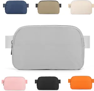 ZPN Mini Fanny Pack Gray Belt Bag for Women and Men, Fashionable Waterproof Waist Pack with Adjustable Strap for Traveling, Hiking, Jogging, Cycling
